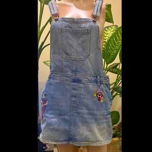 Vtg Forever 21  LA, Women's size S, embroidery denim overall jumper mini skirt